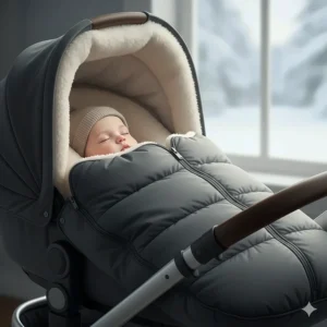 A high-quality insulated footmuff or bunting bag inside a stroller to keep infants warm in sub-zero Canadian temperatures.