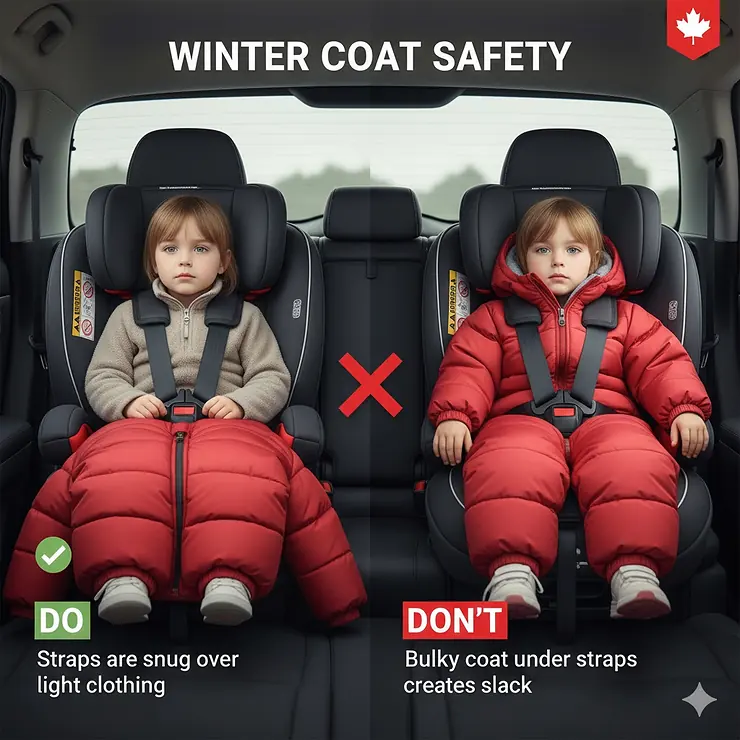 A young child sitting in one of the best booster seats for Canadian cars, featuring the required National Safety Mark sticker.