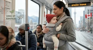 A step-by-step illustration of the back-carry position, ideal for older babies and toddlers up to 12 months.