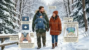 Detailed view of the adjustable lumbar support belt on the Ergobaby Omni 360 for long-distance comfort and back safety.