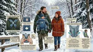 Technical breakdown of the Ergobaby Omni 360 adjustable back panel and seat for growing toddlers.