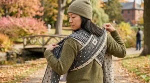 Crossing the fabric panels across the back to create an "X" shape for even weight distribution.