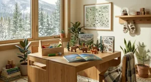 Gender-neutral nursery furniture sets with a classic Canadian woodland animal decor theme.