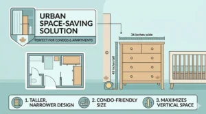 Space-saving best baby dresser designed for urban Canadian apartments and small nursery layouts.