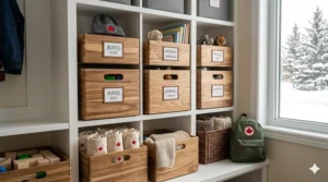 Space-saving stackable toy storage bins designed for urban Canadian condo living in cities like Toronto or Vancouver.