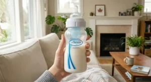 A detailed, medical-style illustrative diagram showing how the internal venting system in the best anti-colic bottles routes air away from the milk and into the bottom of the bottle to prevent infant gas and colic.