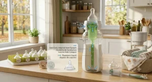 A detailed diagram illustrating the internal anti-colic air venting system of the best baby bottles to prevent infant gas.
