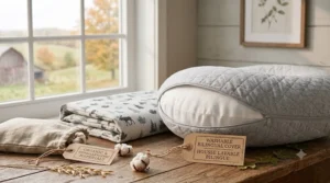Illustration of the best nursing pillow packaging featuring bilingual English and French text for Canadian consumers.