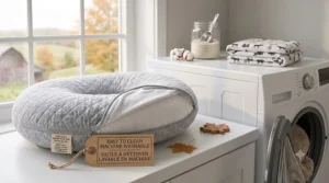 Line drawing of a removable, machine-washable slipcover from the best nursing pillow for easy cleaning.