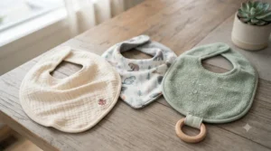 Soft organic cotton bandana style best baby bibs ideal for drooling babies during Canadian winters.