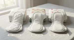 Breathable, plant-based disposable diapers that reduce moisture and irritation for babies with sensitive skin.