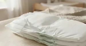 Close-up of soft, fragrance-free disposable diapers designed for sensitive skin and allergy prevention.