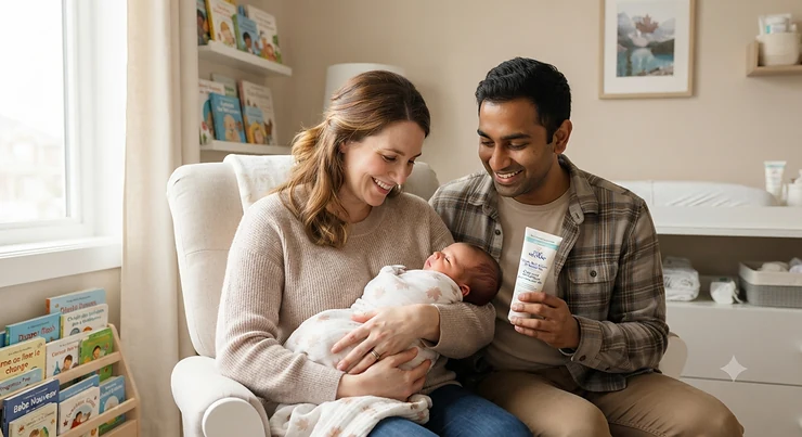 Safe and gentle diaper rash cream for newborns recommended for Canadian families.