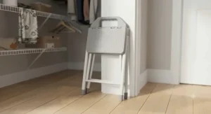 A lightweight, non-slip folding step stool under $25 CAD ideal for closets and tight spaces.