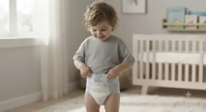 Easy-to-pull-up training pants for nighttime that foster independence for children transitioning out of diapers.