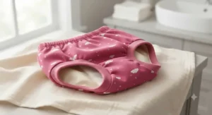 Pink waterproof potty training pants for girls with absorbent layers for leak-free daytime wear.